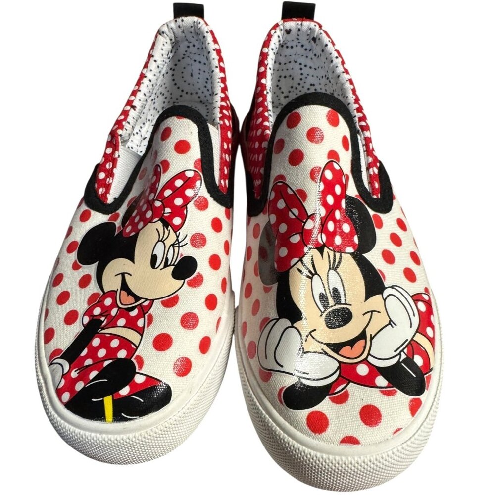 Disney Minnie Mouse Canvas Slip-On Shoes For Girl's Size 2‎  NWOT
